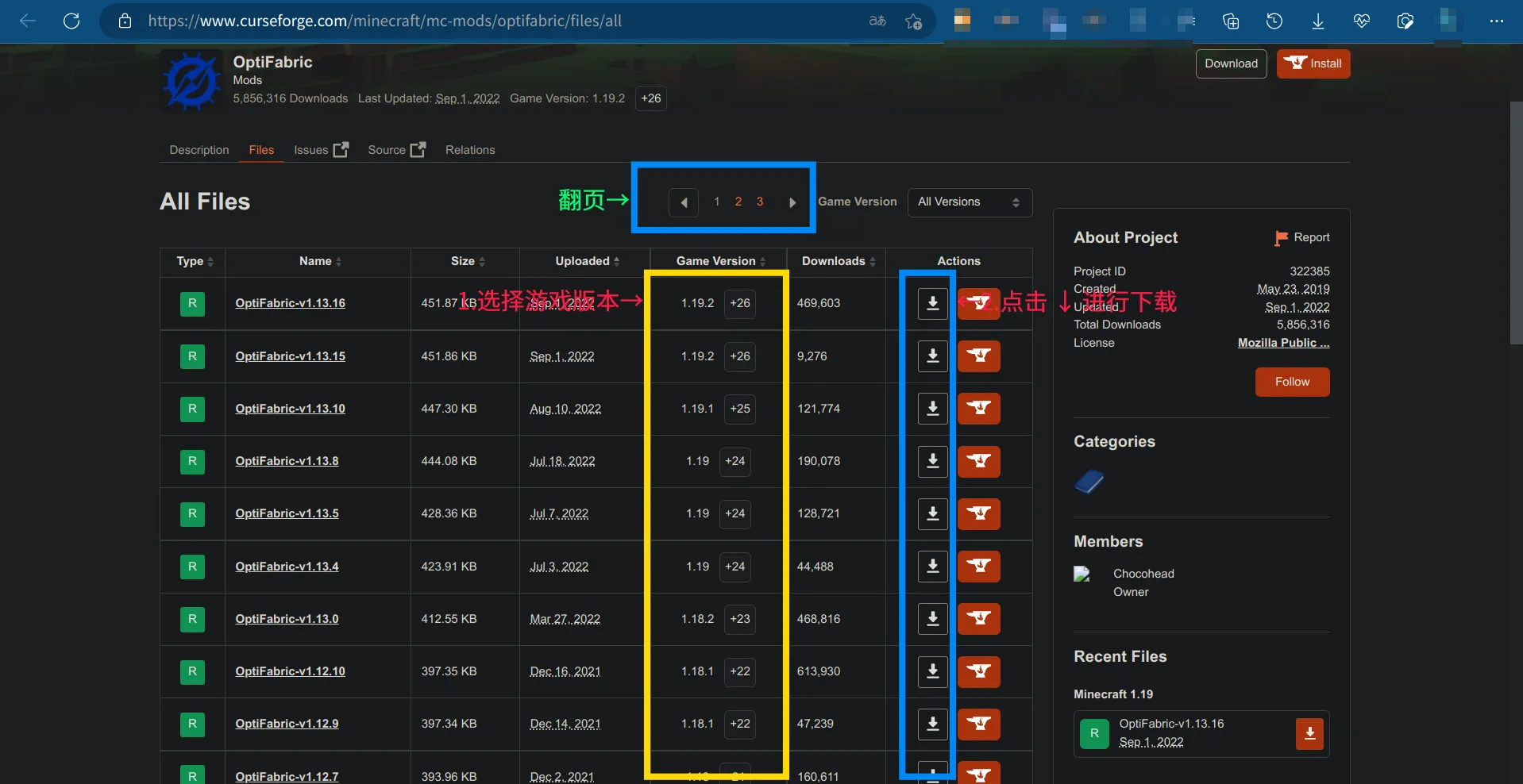 CurseForge页面下载操作